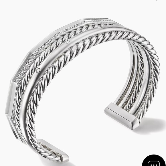 David Yurman Stax Five Row Cuff Bracelet with Pave Diamonds - Picture 3 of 8